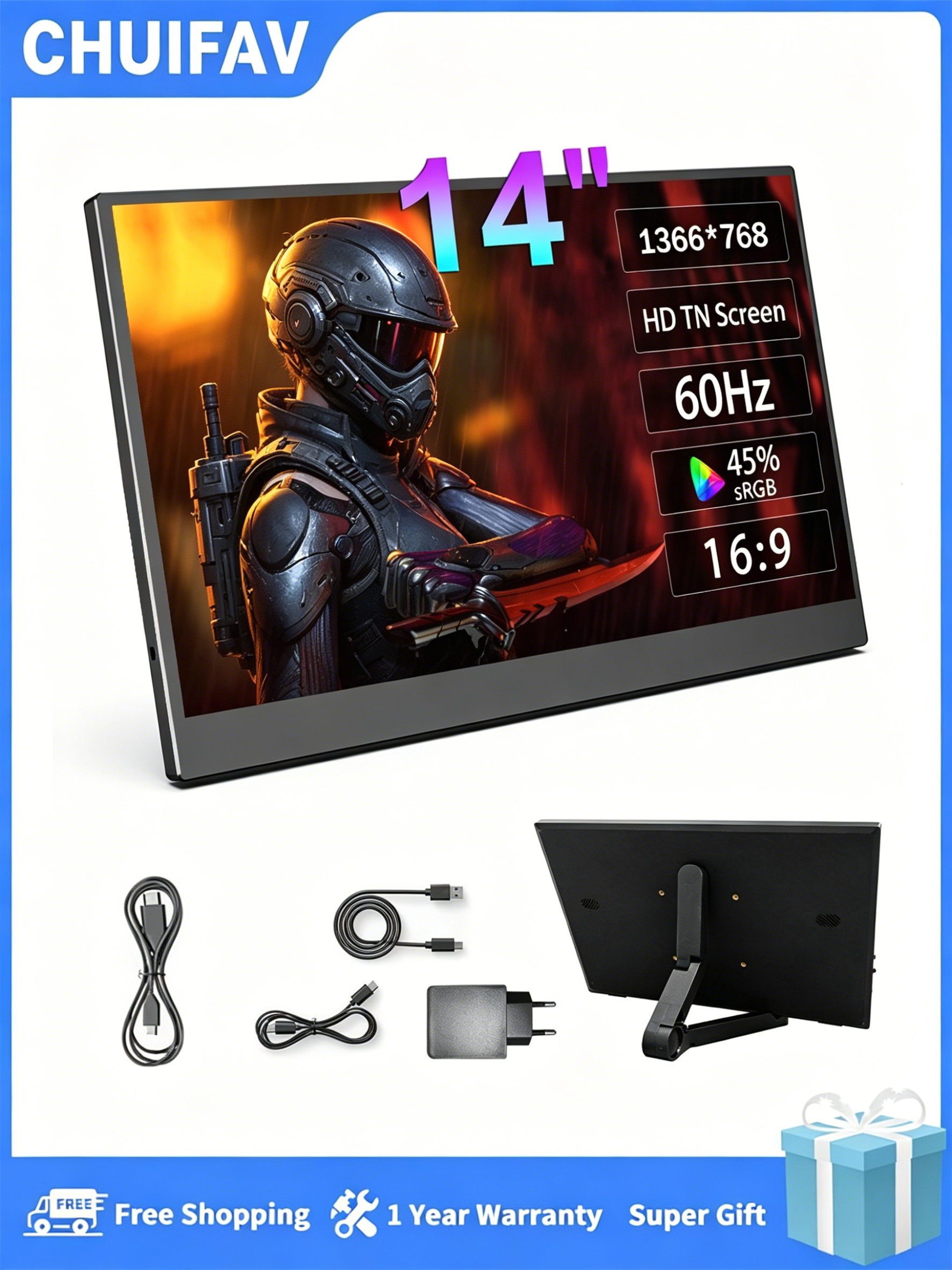 CHUIFAV 14-inch Portable Monit - Xbox Laptop Accessories avaliação e preço