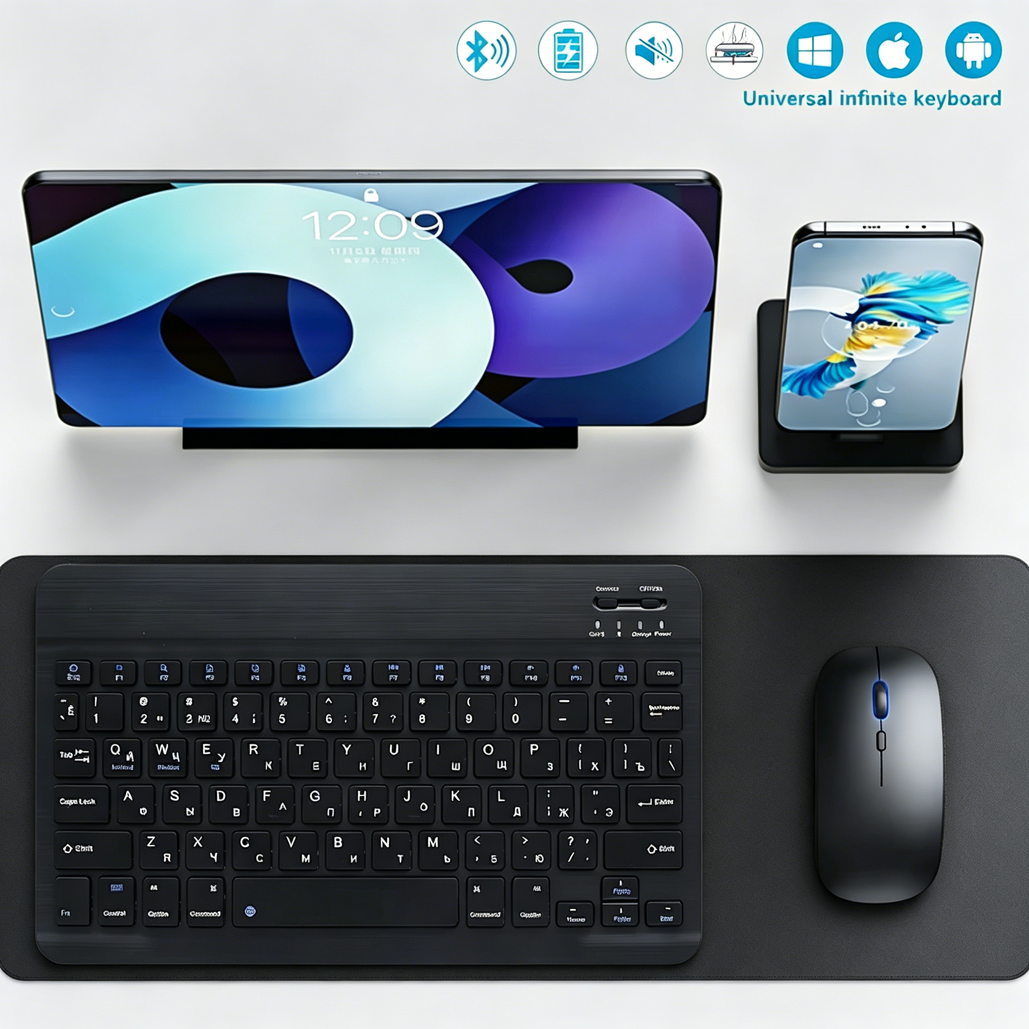 Bluetooth Wireless Keyboard Mo - Mini Wireless Mouse avaliação e preço