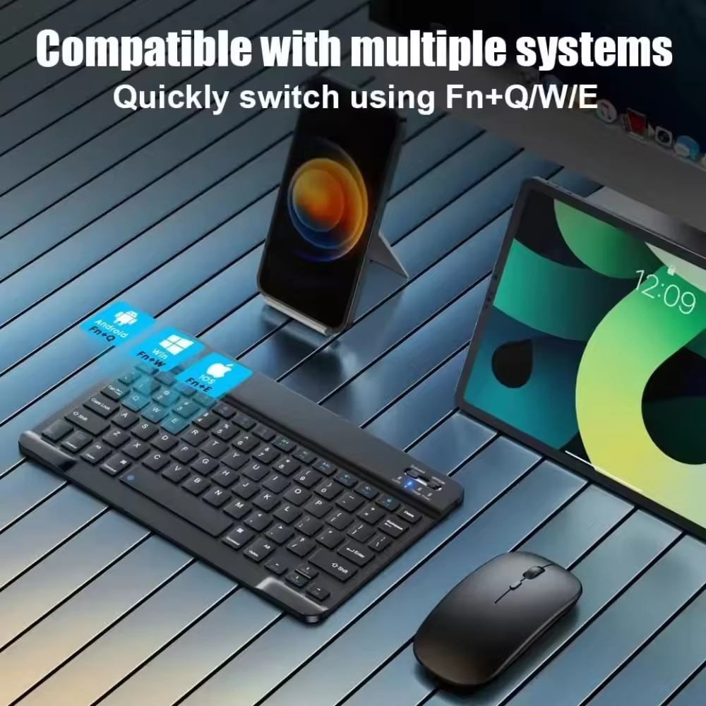 Bluetooth Wireless Keyboard Mo - Mini Wireless Mouse avaliação e preço