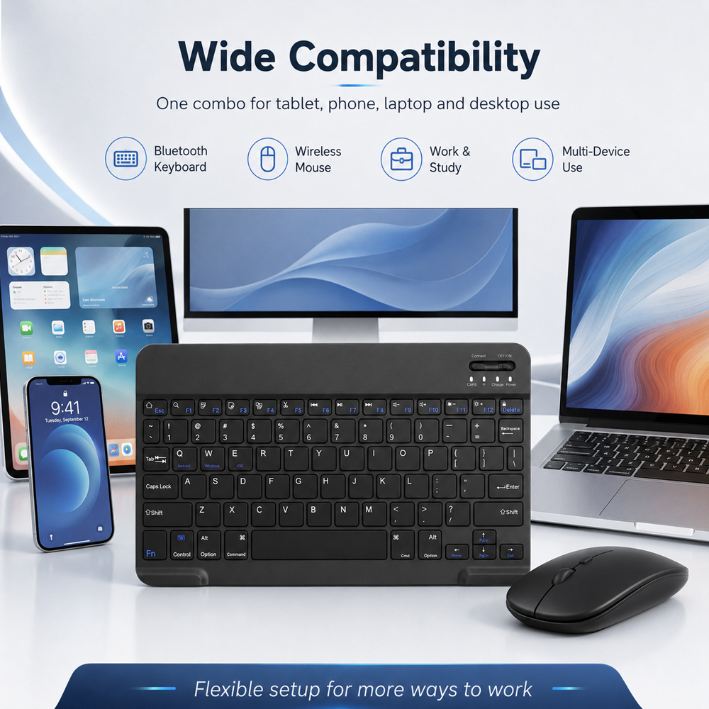 Bluetooth Wireless Keyboard Fo - Mini Wireless Mouse avaliação e preço